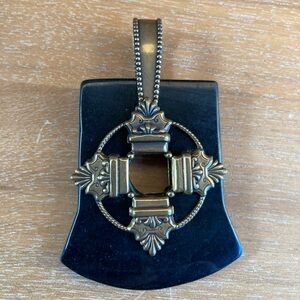 Beautiful Dramatic Black Stone Pendant Gothic Boho Festival